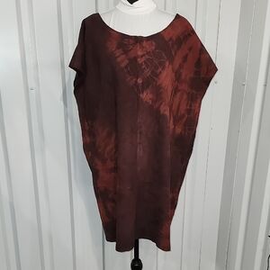 Moo Young Womens Leather Elegant Hand Dyed Shibori Top Brown Hand Made One Size